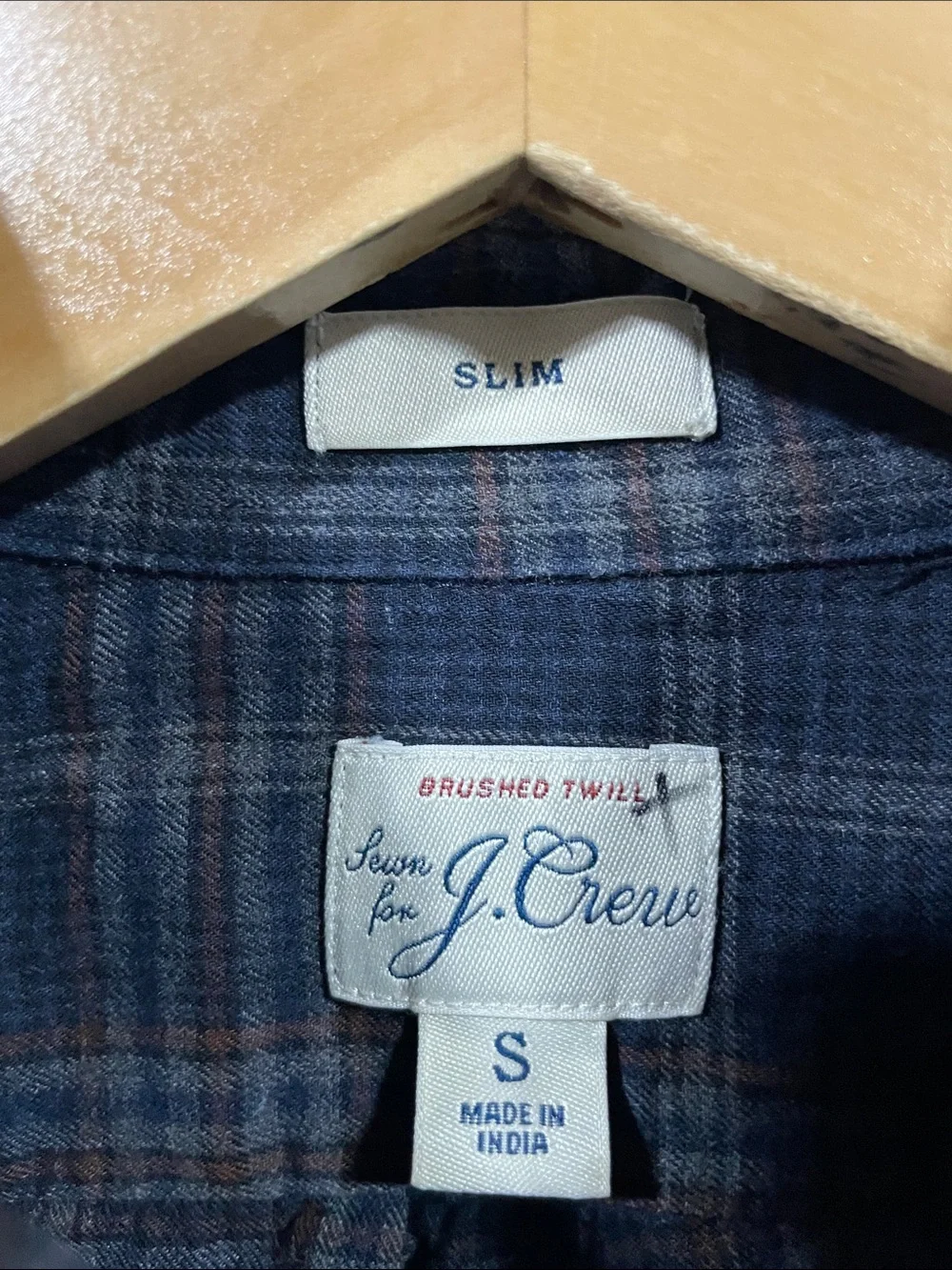 J. Crew Men's Navy and Gray Plaid Button-Down Shirt